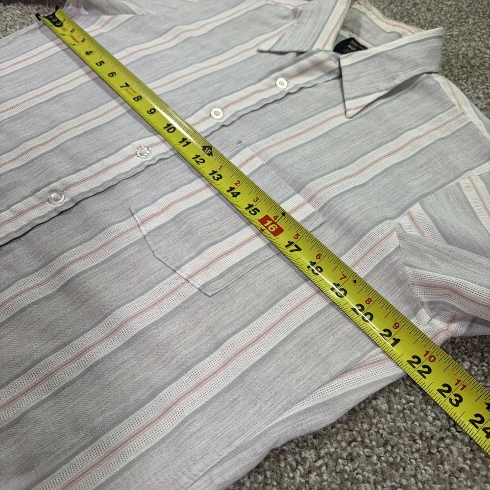 Vintage Dagger Collar Striped Button Up No Iron 70s Jc Penney Classic Large